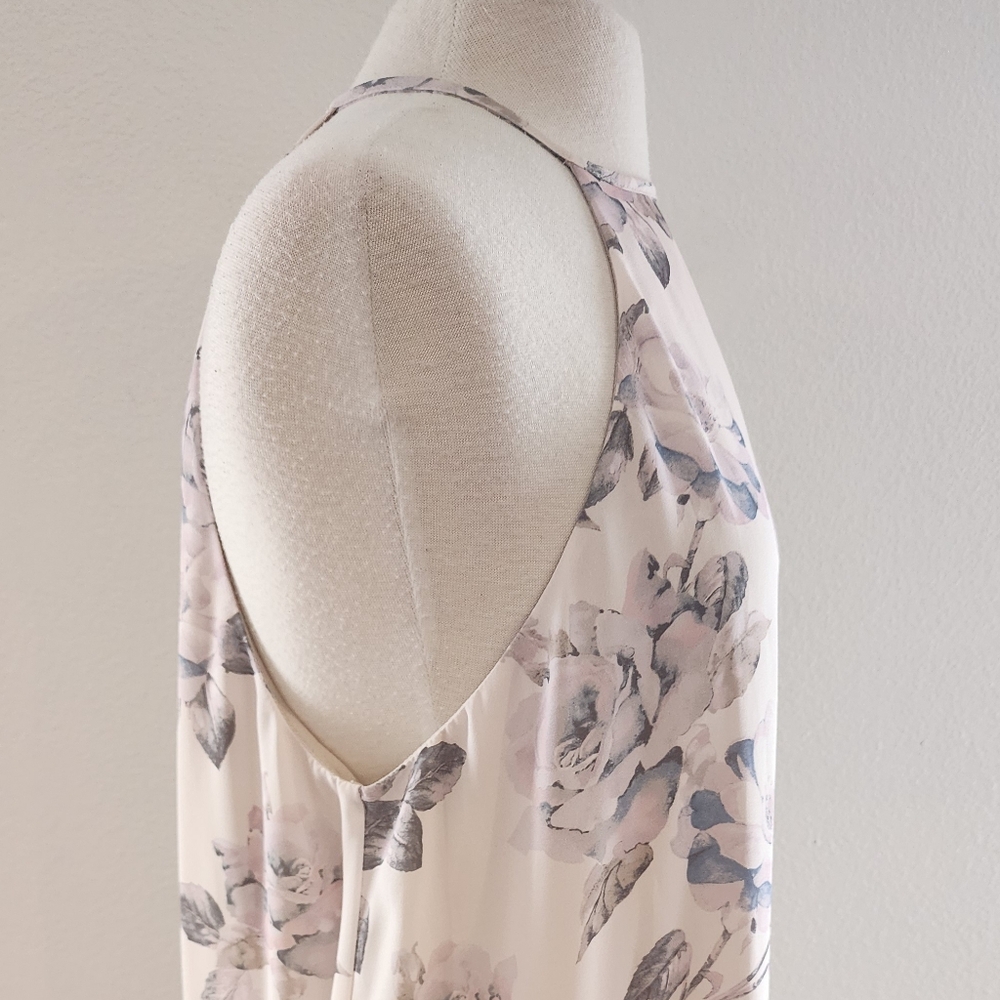Show Me Your MuMu Gomez Mini Floral Halter Dress - Cream and Light Purple Small - Picture 5 of 5